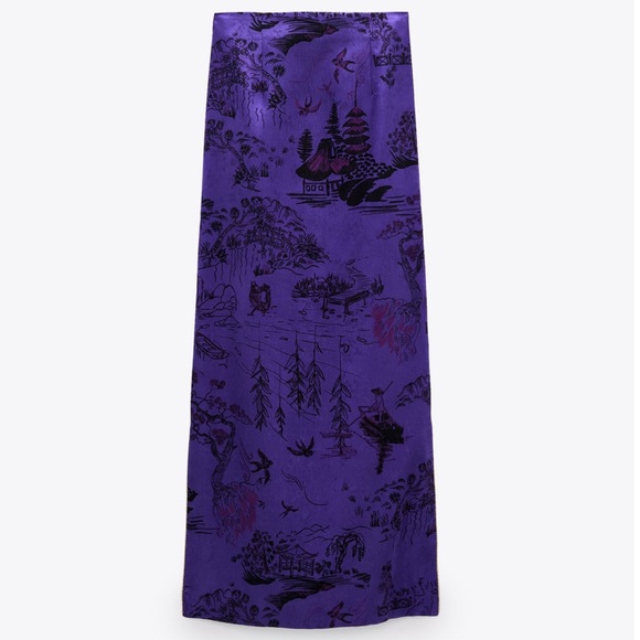 ZARA SATIN PRINTED SKIRT - Picture 4 of 5